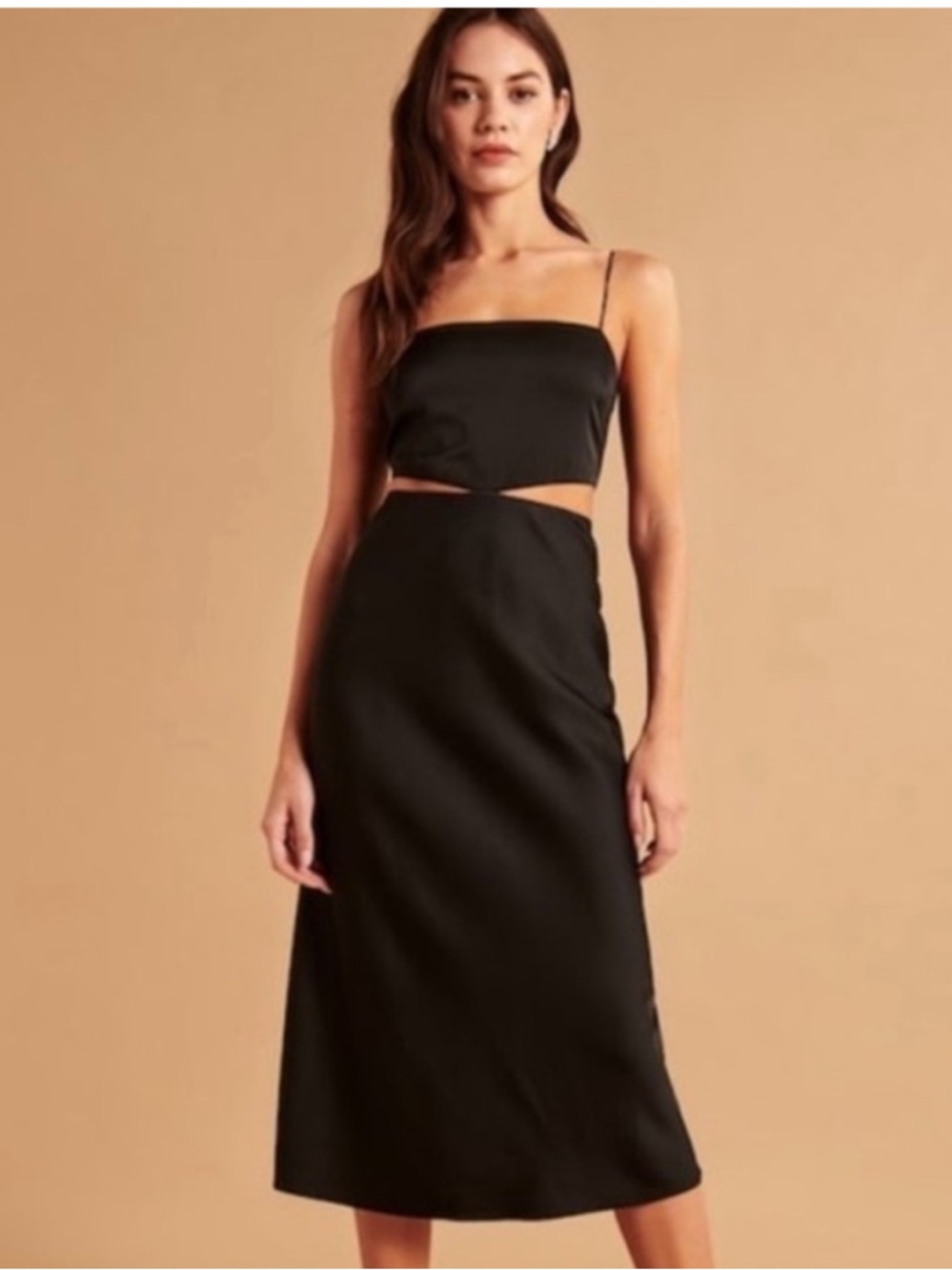 NWT Abercrombie & Fitch Side Cutout Slip Dress | Large | Black